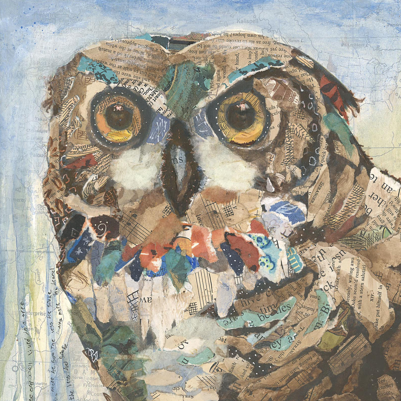 Multicolored Owl Collage Wall Art by Jacquie Masterson