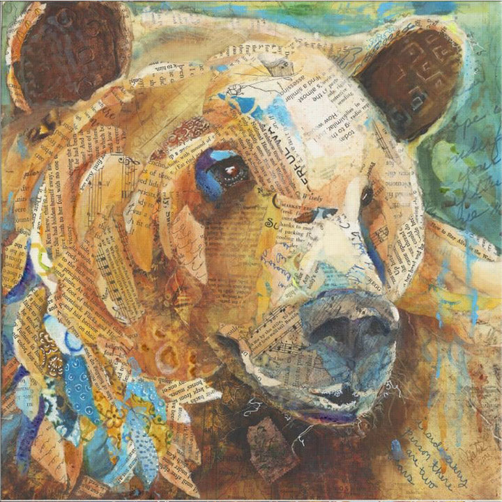Grizzly Bear Paper Collage Wall Art by Jacquie Masterson