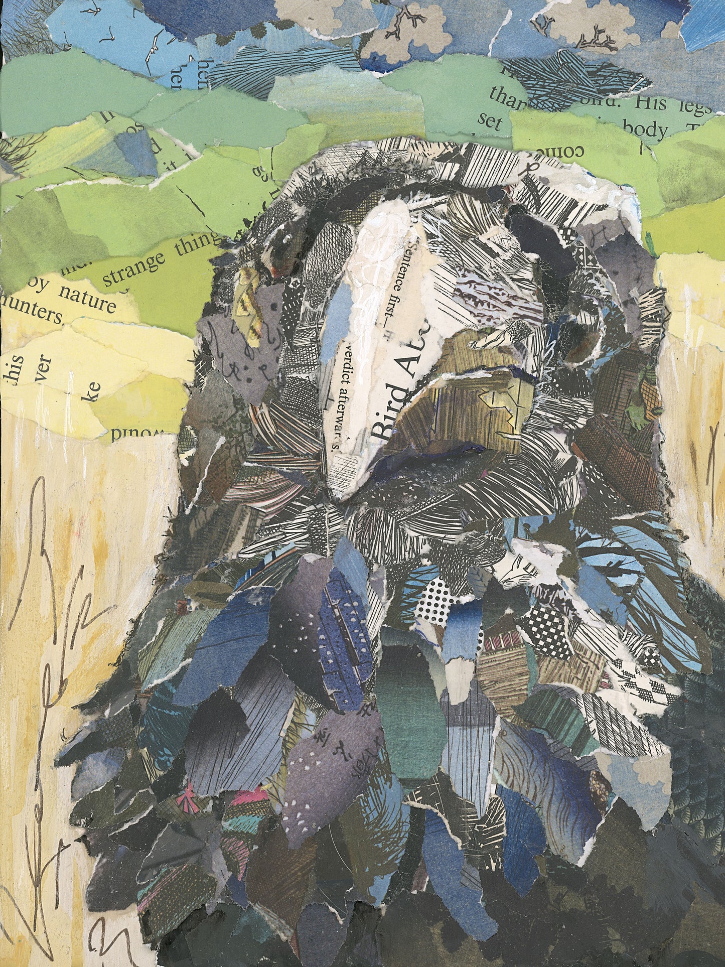 Gazing Raven Collage Wall Art by Jacquie Masterson