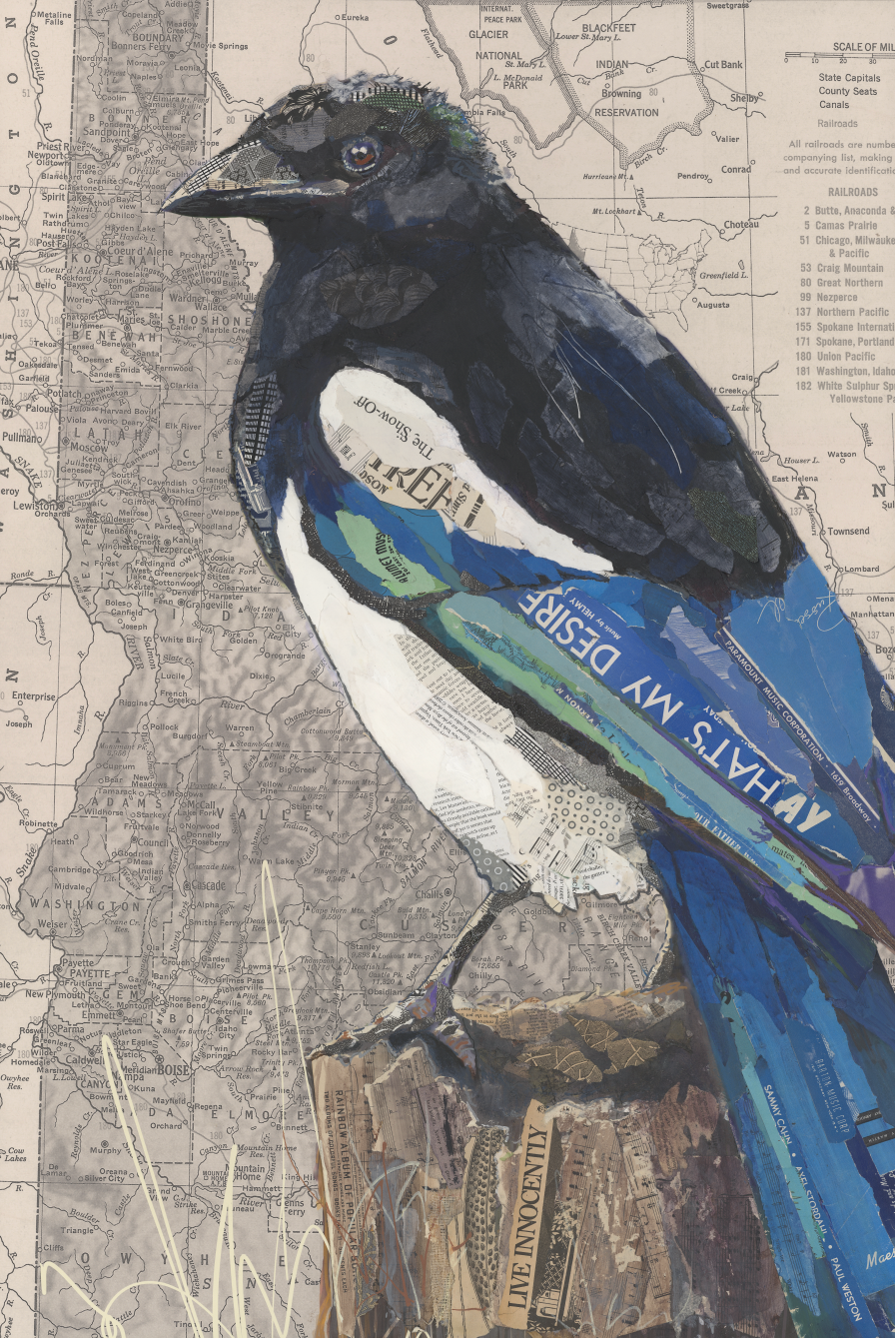Magpie original paper collage