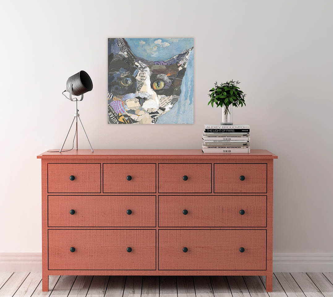 Black and White Cat Collage Wall Art by Jacquie Masterson