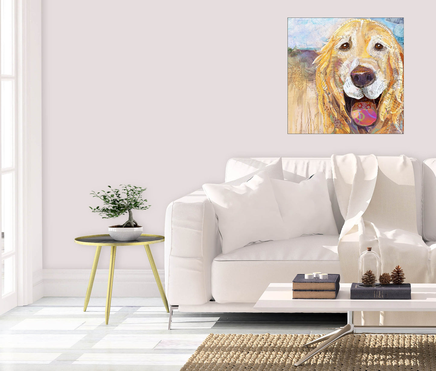 Golden Retriever Dog Paper Collage Wall Art by Jacquie Masterson