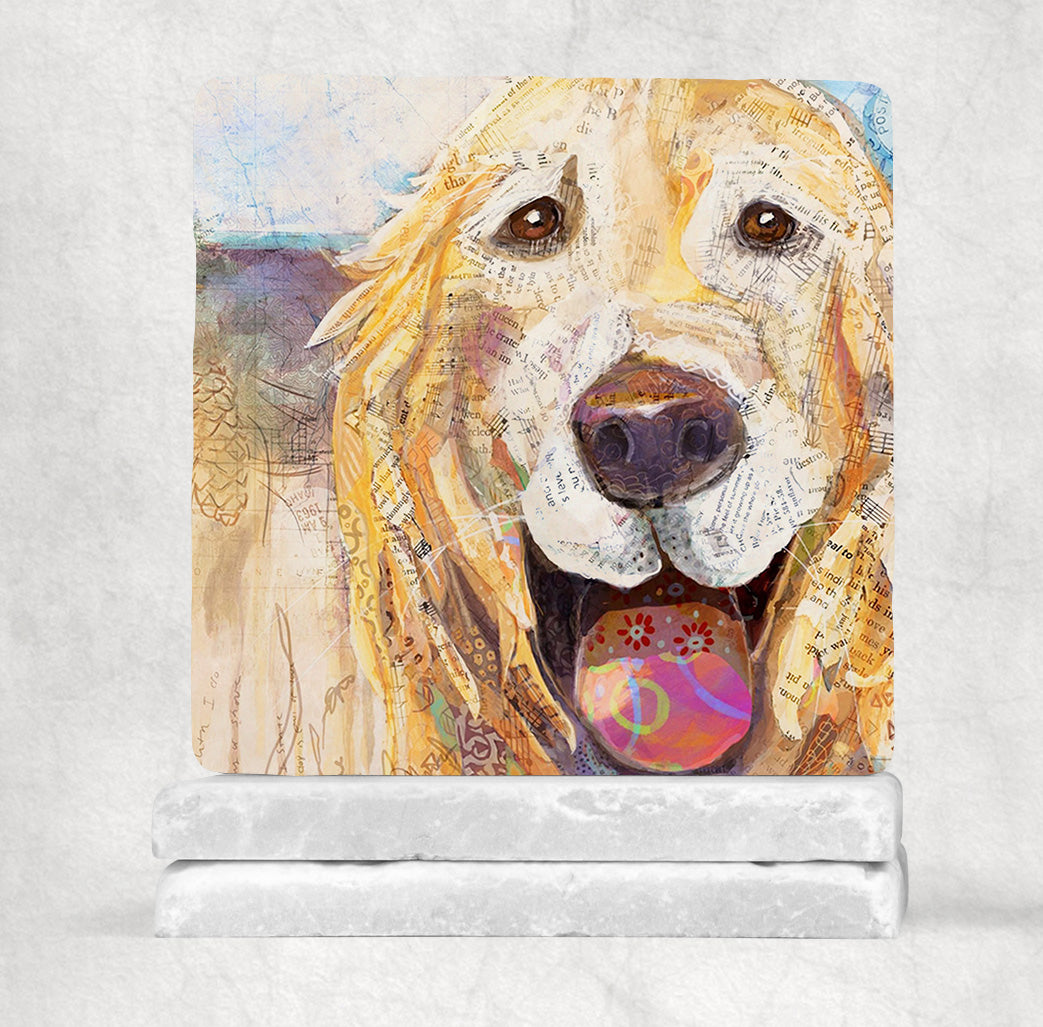 Golden Retriever Dog Stone Coasters - 2 piece set