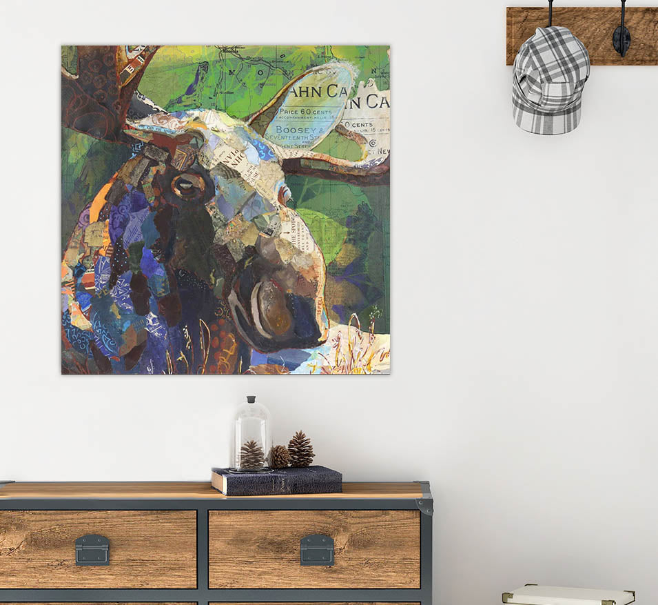 Multicolored Moose in Forest Collage Wall Art by Jacquie Masterson