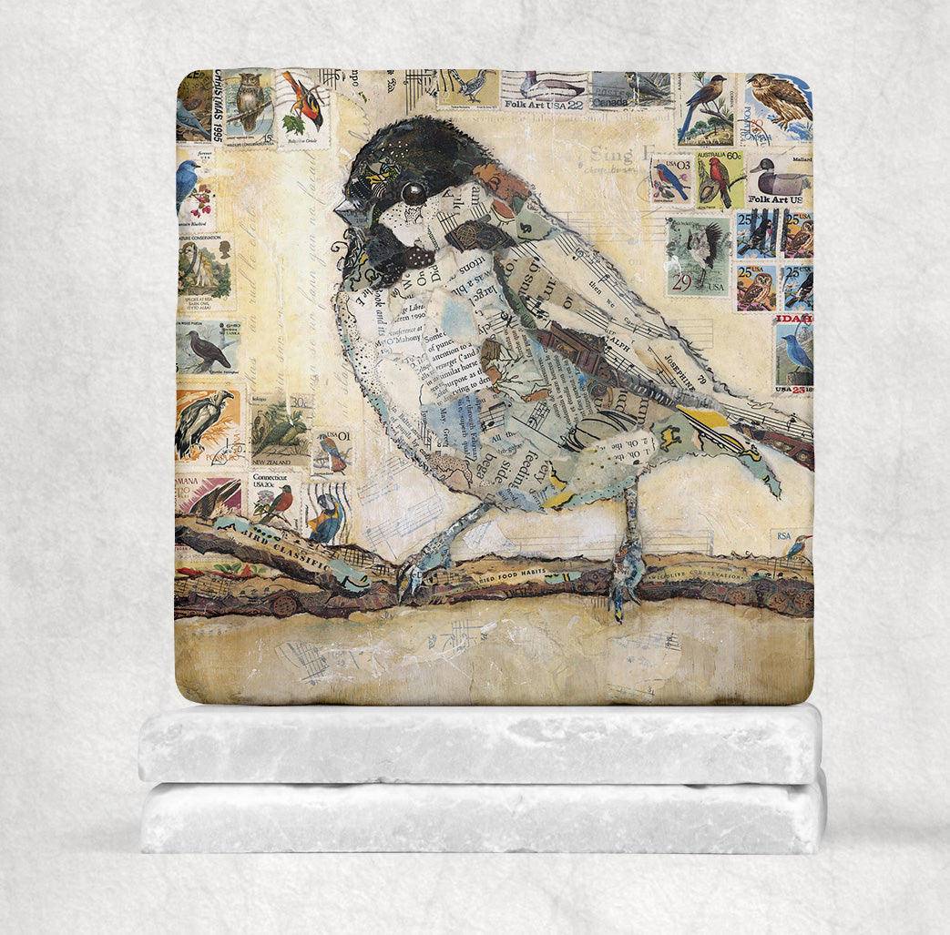 Chickadee Bird Stone Coasters - 2 piece set