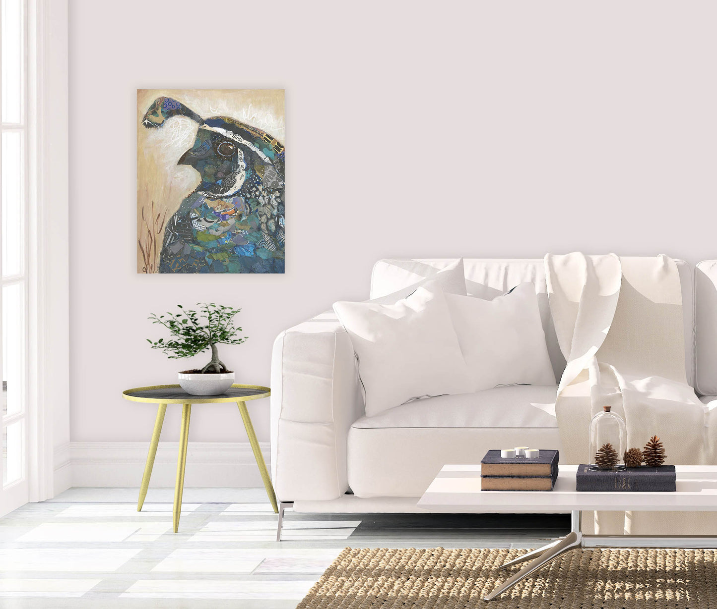 Colorful Quail Collage Wall Art by Jacquie Masterson