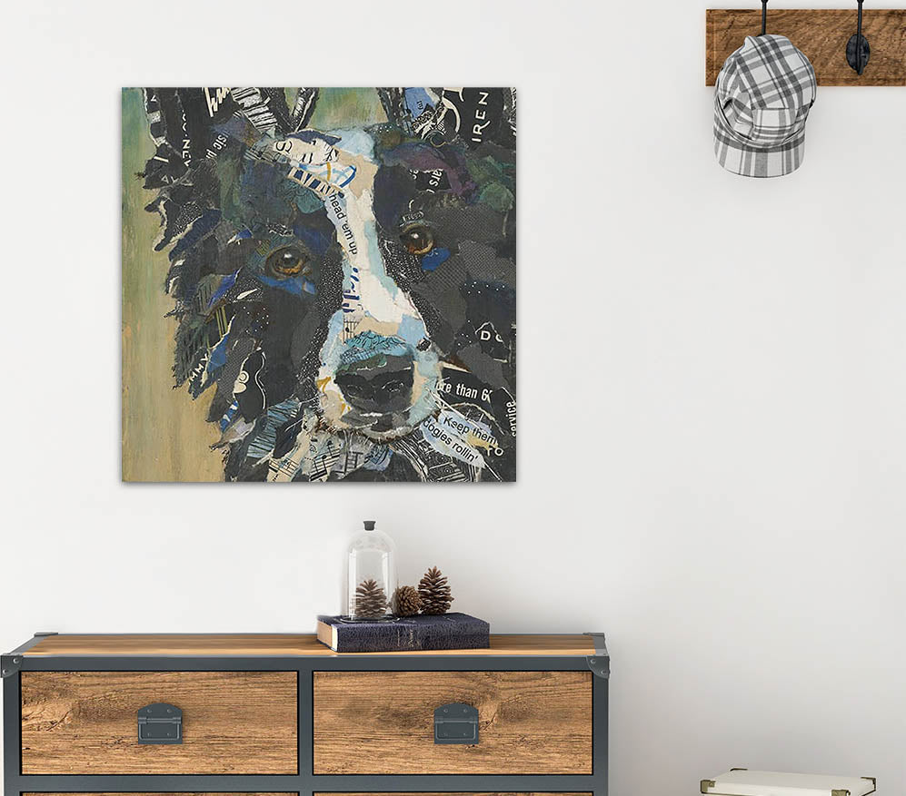 Border Collie Paper Collage Wall Art by Jacquie Masterson