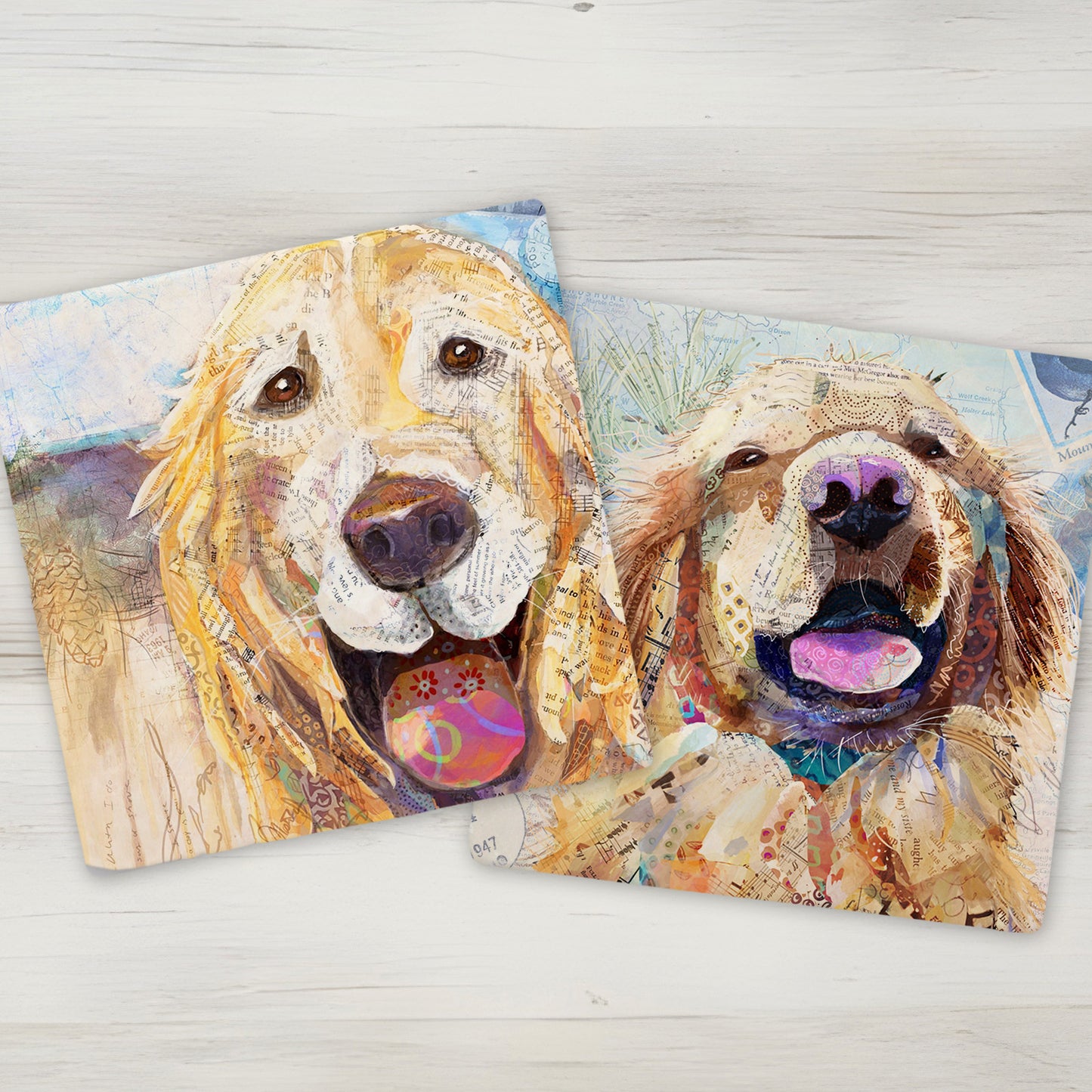Golden Retriever Dog Stone Coasters - 2 piece set