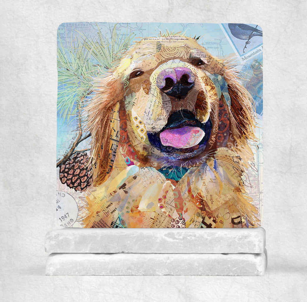 Golden Retriever Dog Stone Coasters - 2 piece set