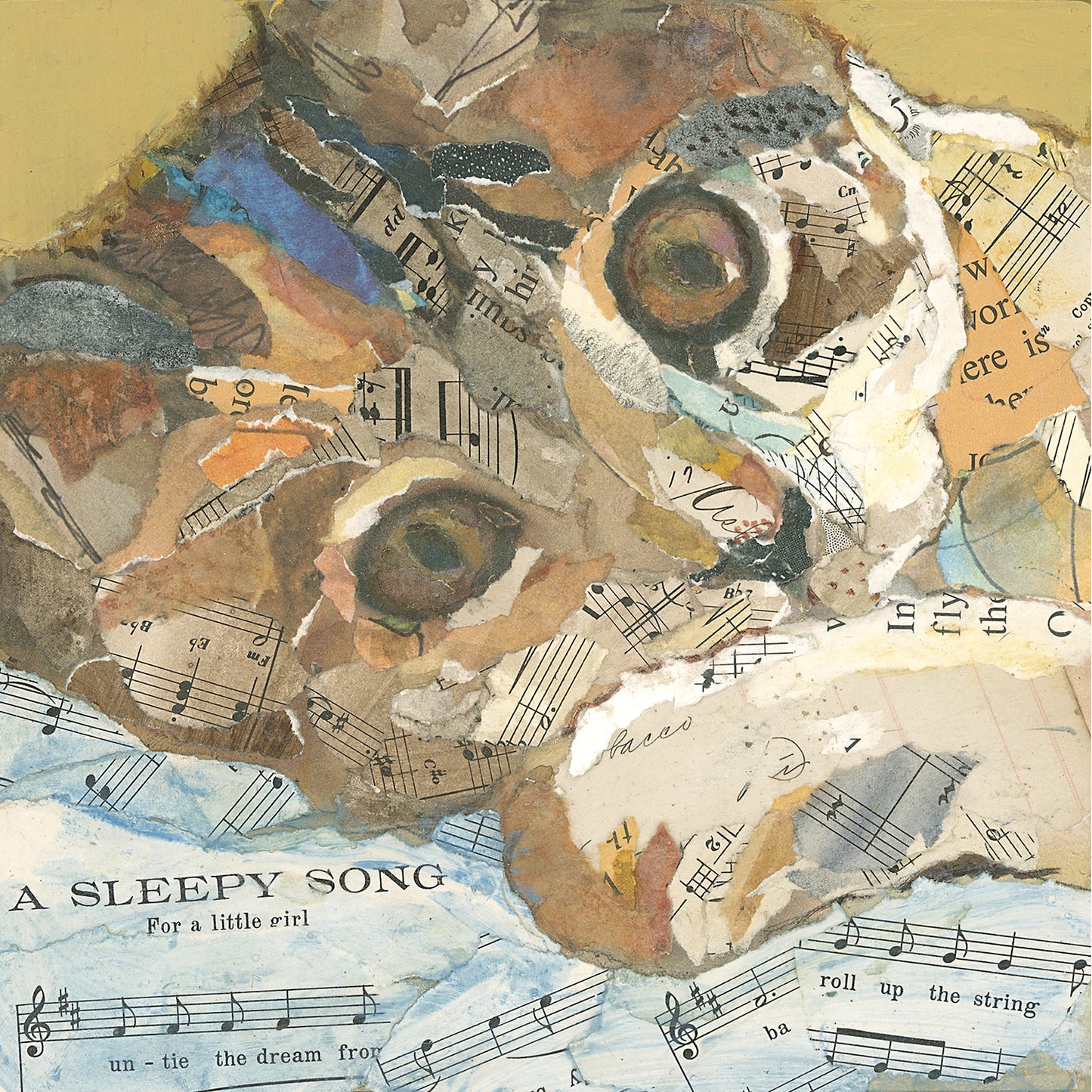 Sleepy Cat Paper Collage Wall Art by Jacquie Masterson