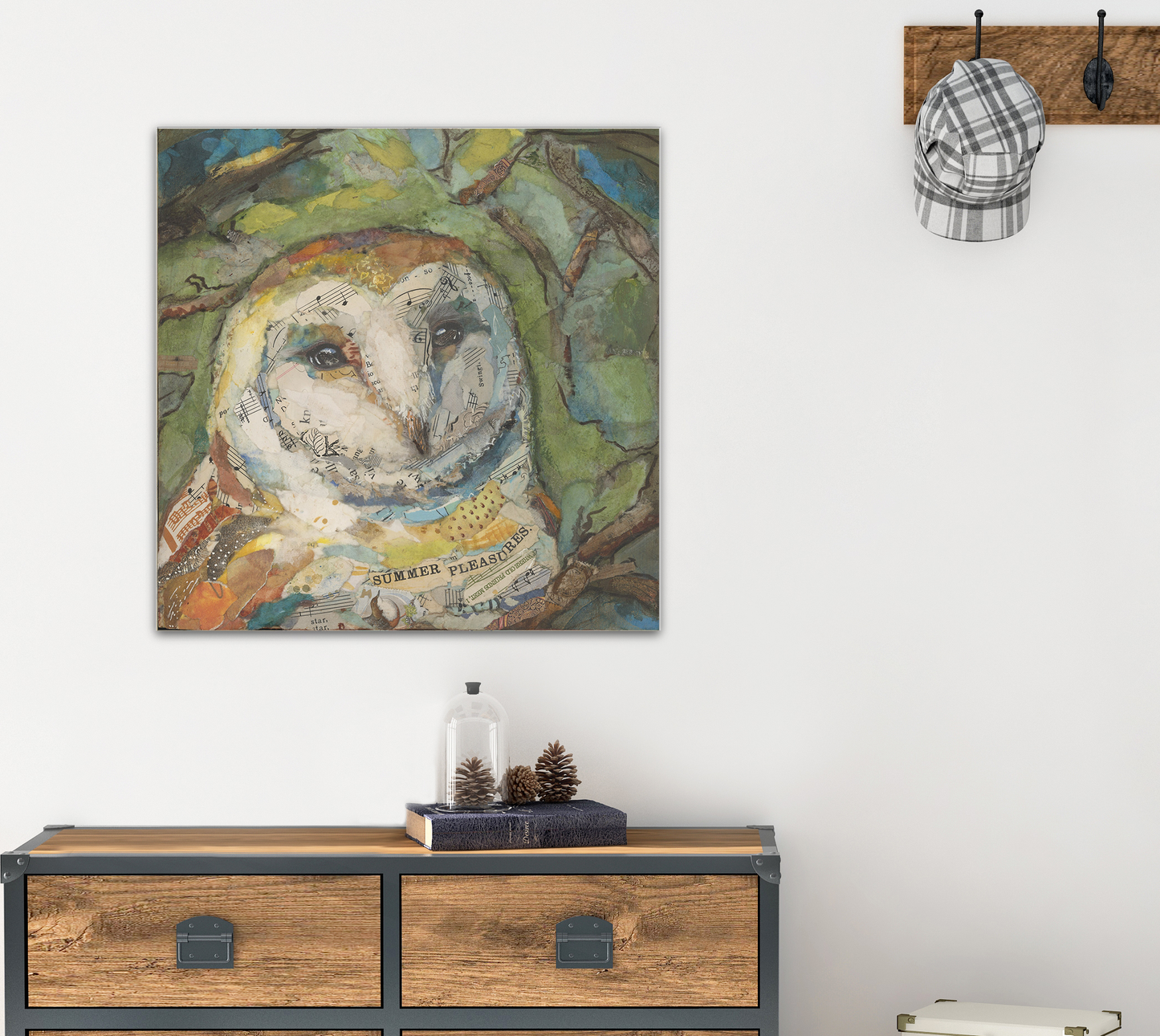 Barn Owl in Forest Collage Wall Art by Jacquie Masterson