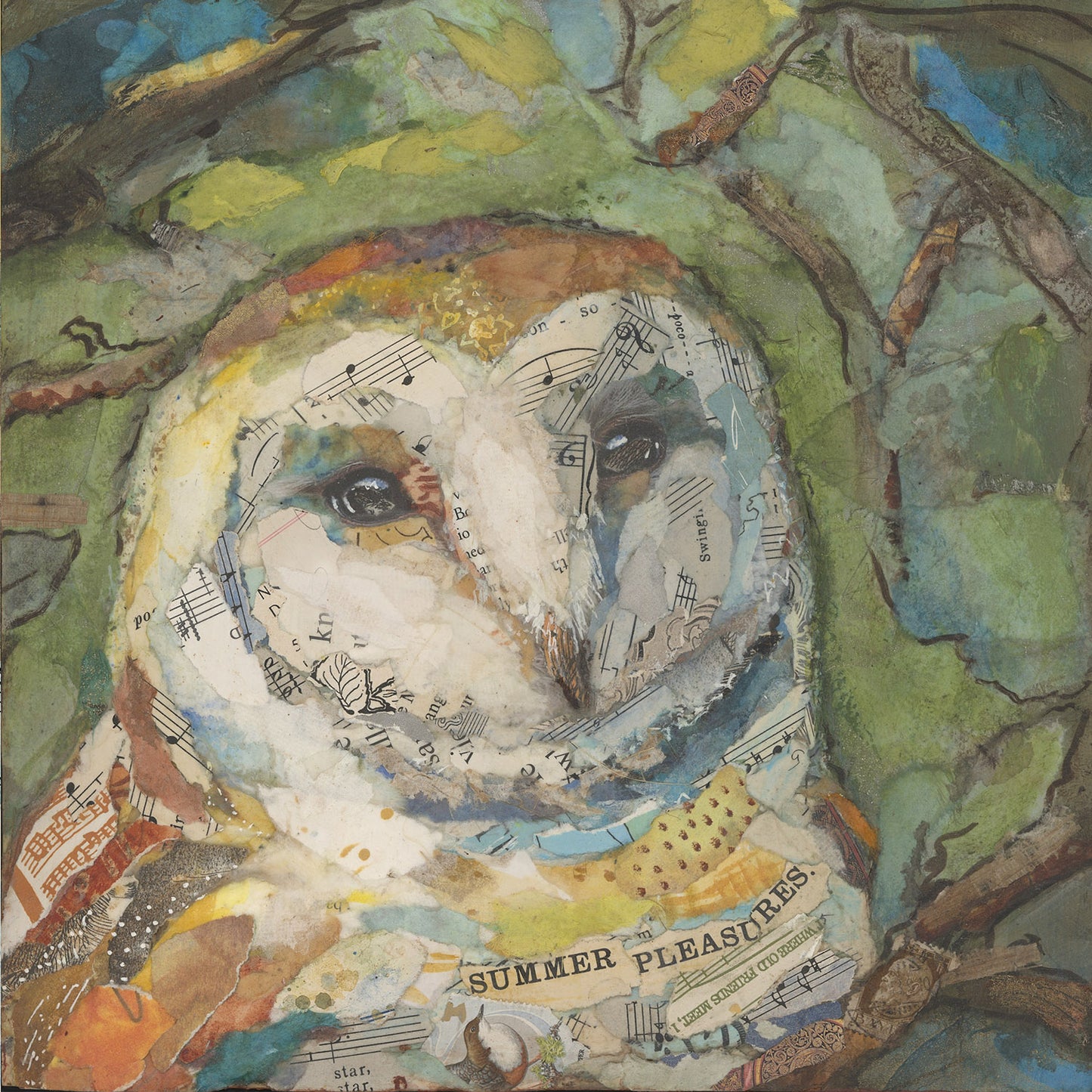 Barn Owl in Forest Collage Wall Art by Jacquie Masterson