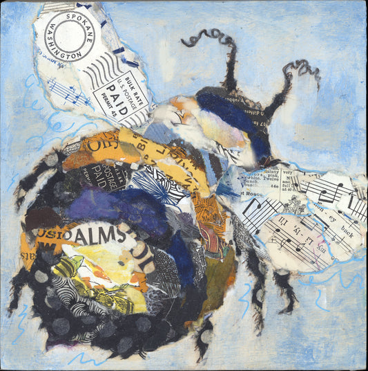 Fly bumble bee paper collage