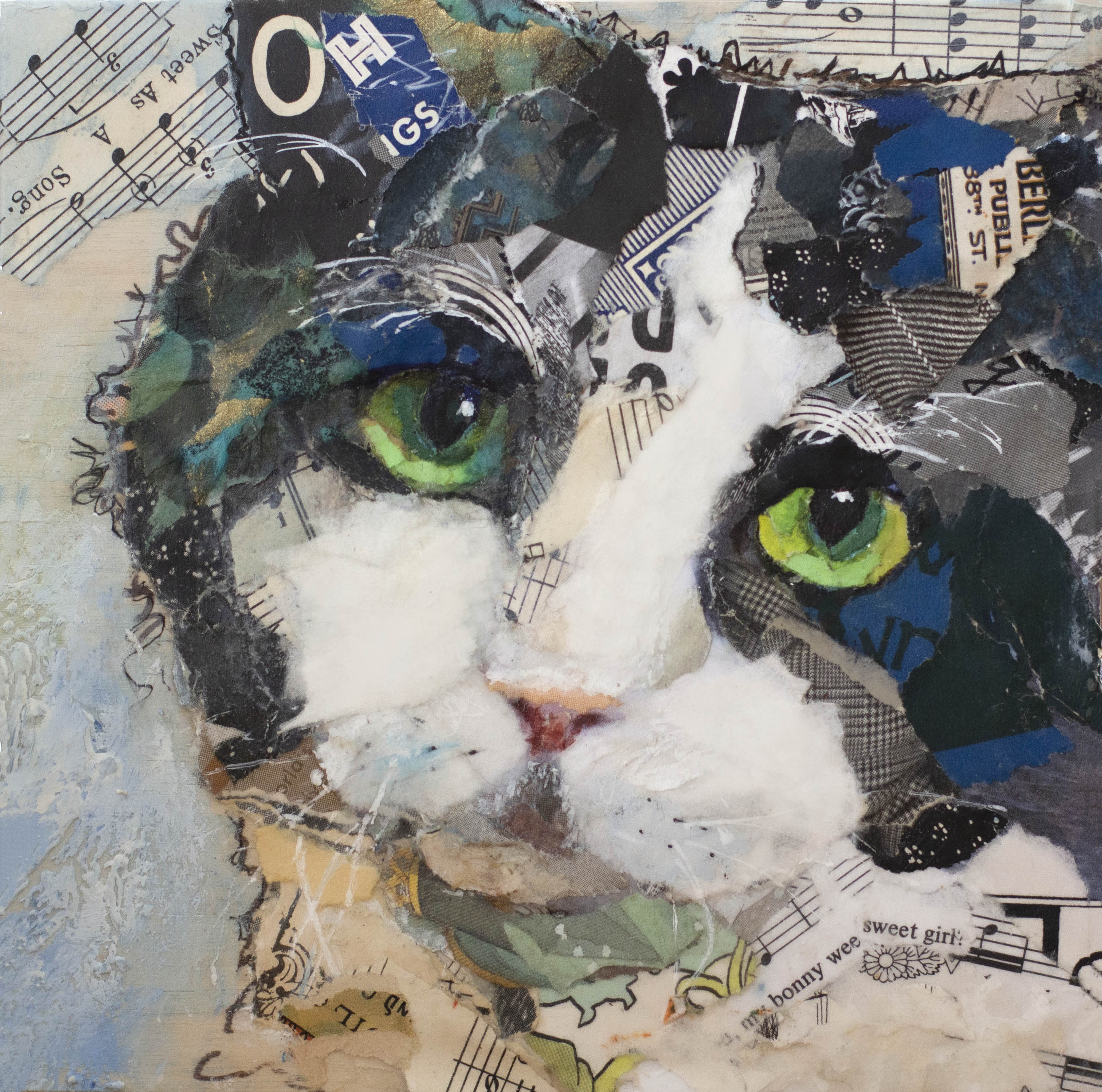 Altered Art Collage good Surreal Home Decor Sisters Girlfriends Cats Dogs