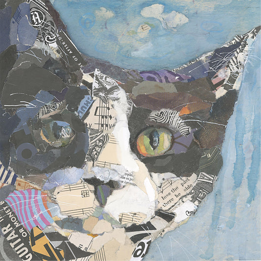 Black and White Cat Collage Wall Art by Jacquie Masterson