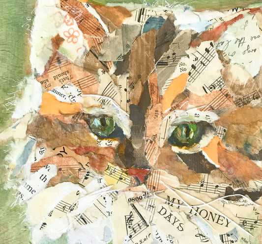 Calico Cat Paper Collage Wall Art by Jacquie Masterson