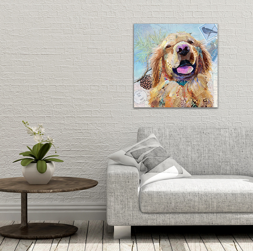 Happy Golden Retriever Dog Collage Wall Art by Jacquie Masterson