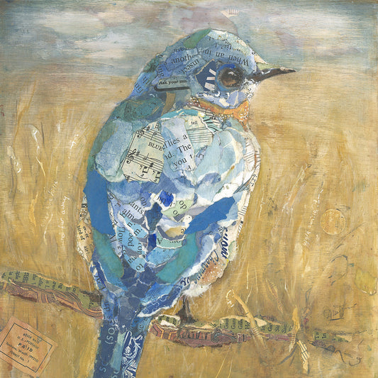 Bluebird in Field Collage Wall Art by Jacquie Masterson